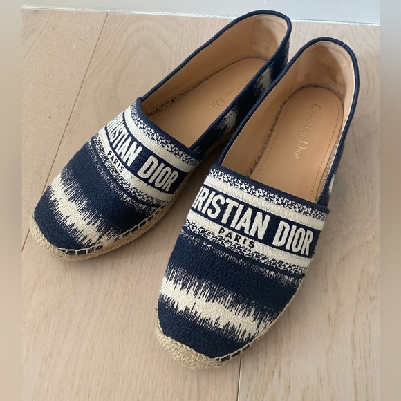 CHRISTIAN DIOR Cotton Embroidered D-Stripes Granville Espadrille size 40 - Picture 2 of 9